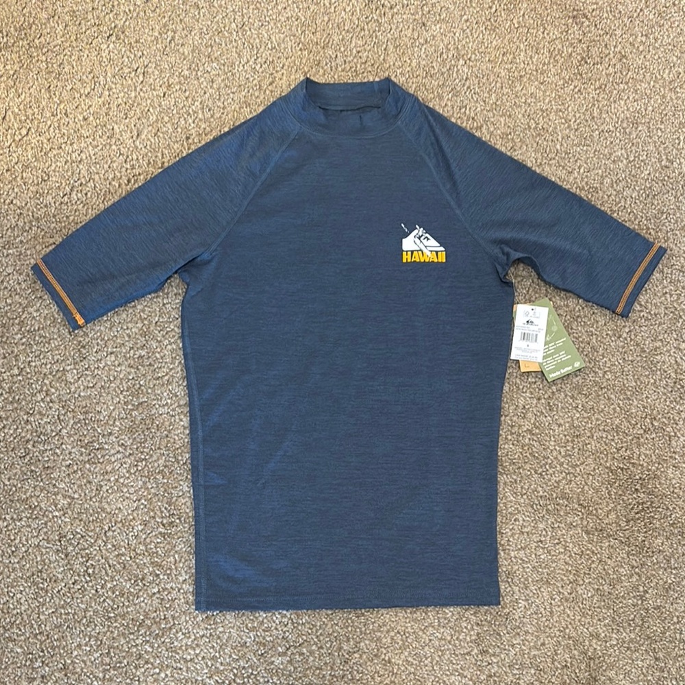 Quiksilver Blue and Yellow Rash Guard Short Sleeve